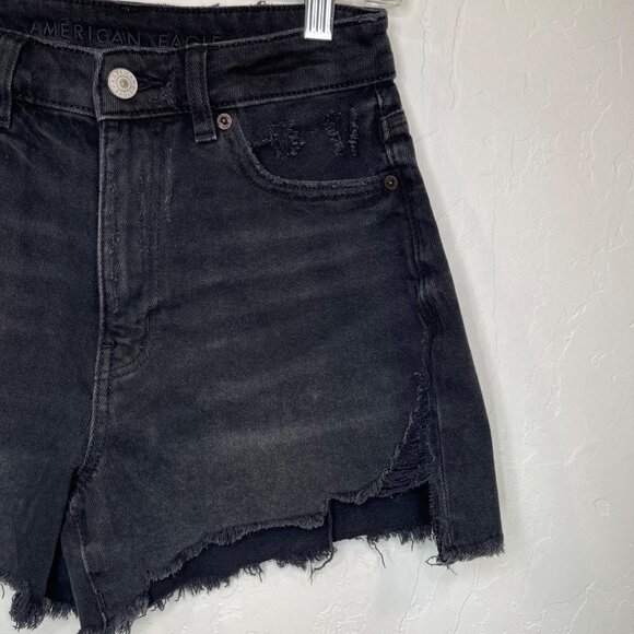 American Eagle faded Black Highest Rise mom short Size 2 Distressed ripped - Picture 5 of 9
